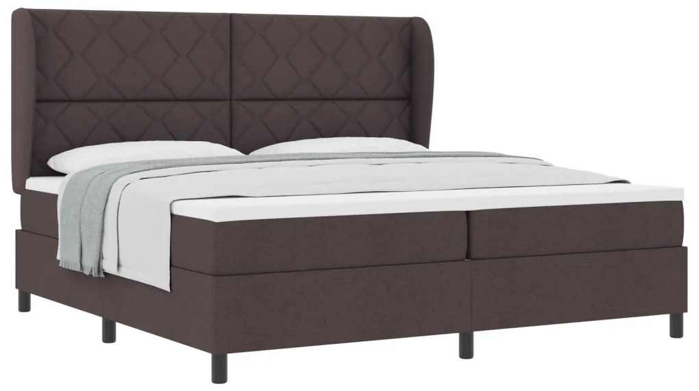 Boxspring Ágy Matrac Kárpitozott Sötétbarna, 200x200 cm