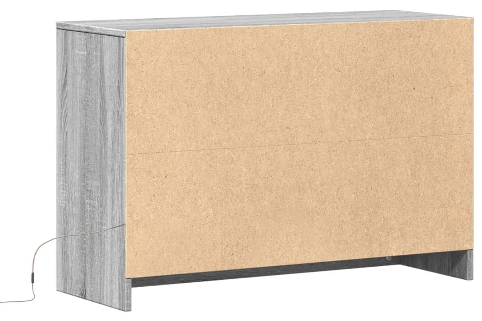 szürke sonoma színű szerelt fa LED-es TV-szekrény 91x34x61 cm