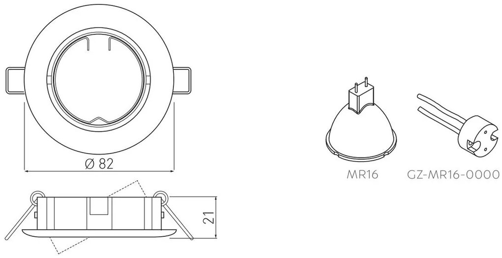 Lámpa Mennyezeti lámpatest PORTO-K, IP20, fekete króm,  Aluminium