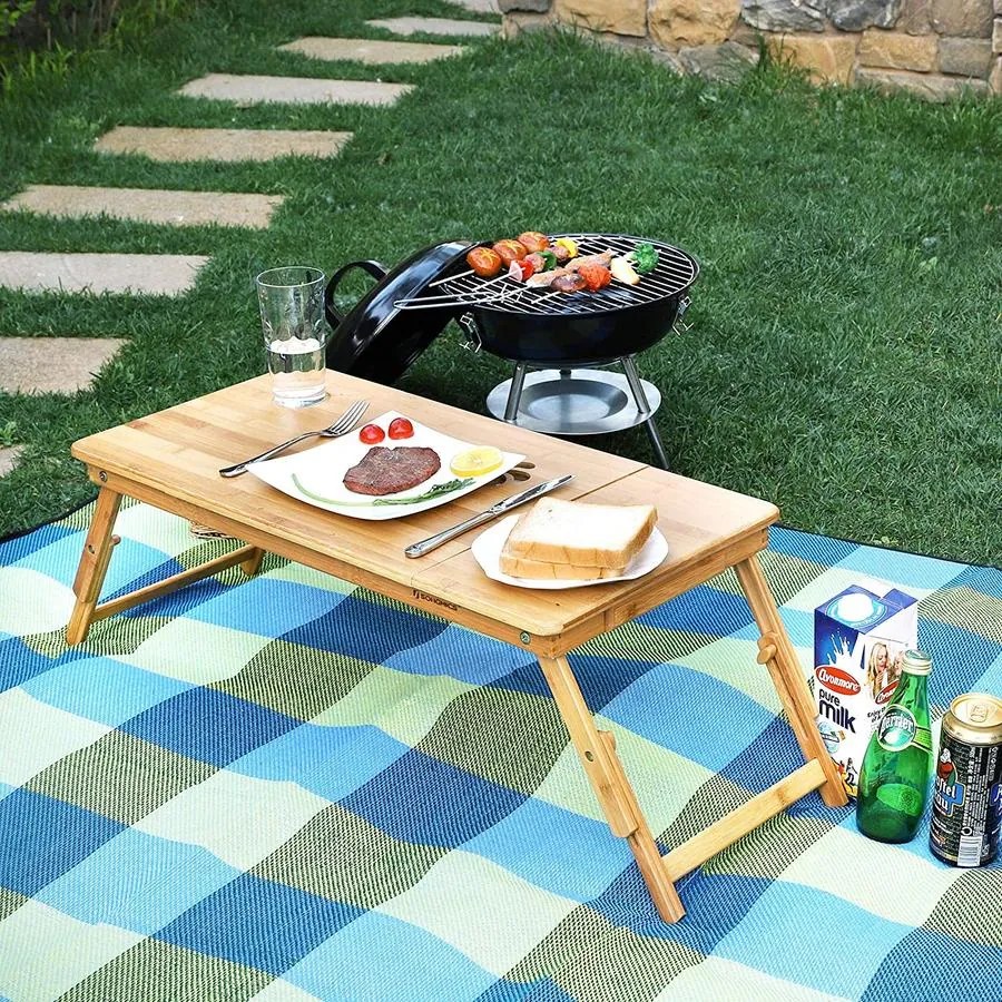 Bambusz laptop asztal, összecsukható reggeliző tálca