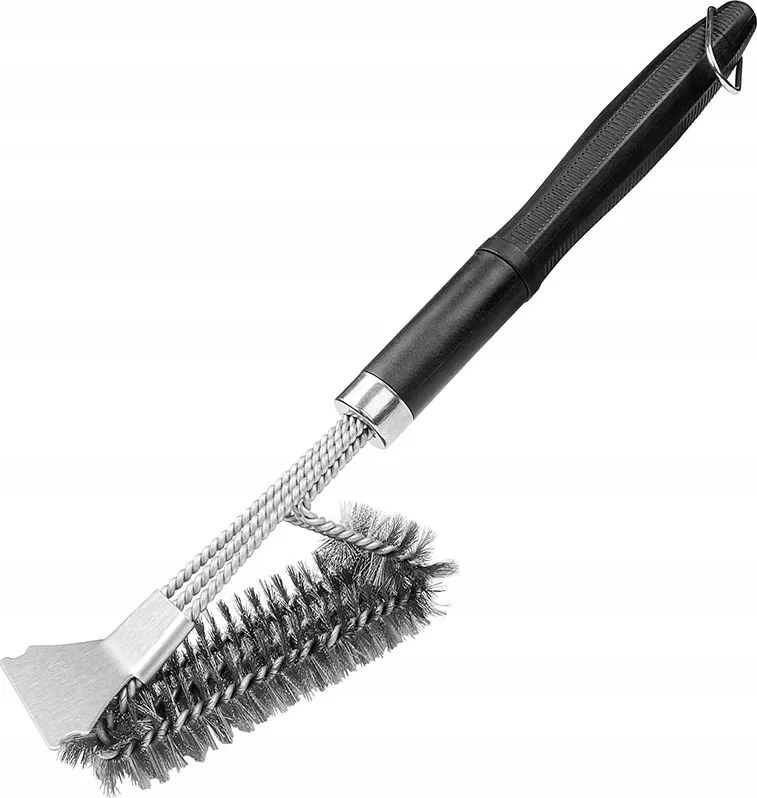 Rozsdamentes Acél Grillkefe és Kaparó, Csúszásmentes Nyéllel