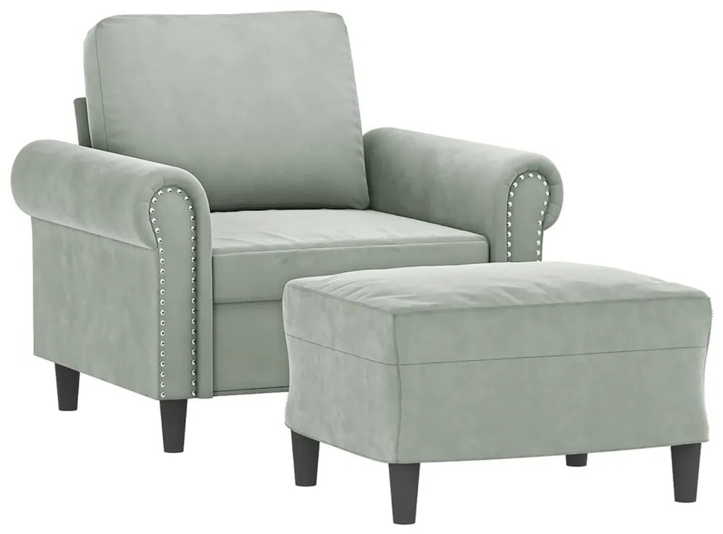 vidaXL világosszürke bársony kanapéfotel lábtartóval 60 cm