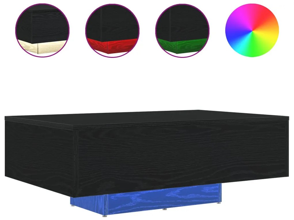 Dohányzóasztal LED világítással Fekete tölgy 85x55x31 cm
