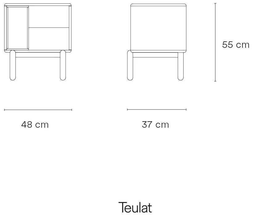 Sötétszürke éjjeliszekrény Corvo - Teulat