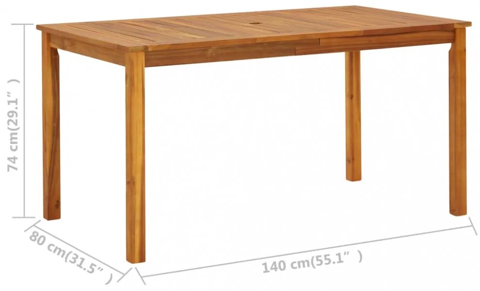 tömör akácfa kerti asztal 140 x 80 x 74 cm