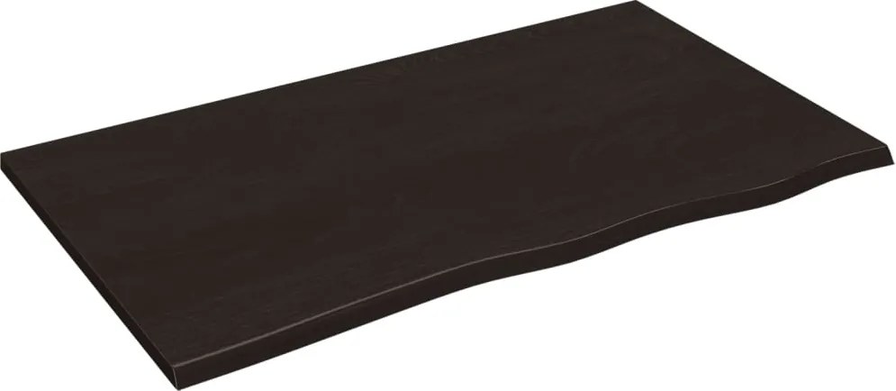 vidaXL sötétbarna kezelt tömör fa fürdőszobai pult 100x60x2 cm