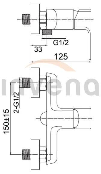 Invena Nyks, fali zuhanycsaptelep, fényes króm, INV-BN-28-001-S