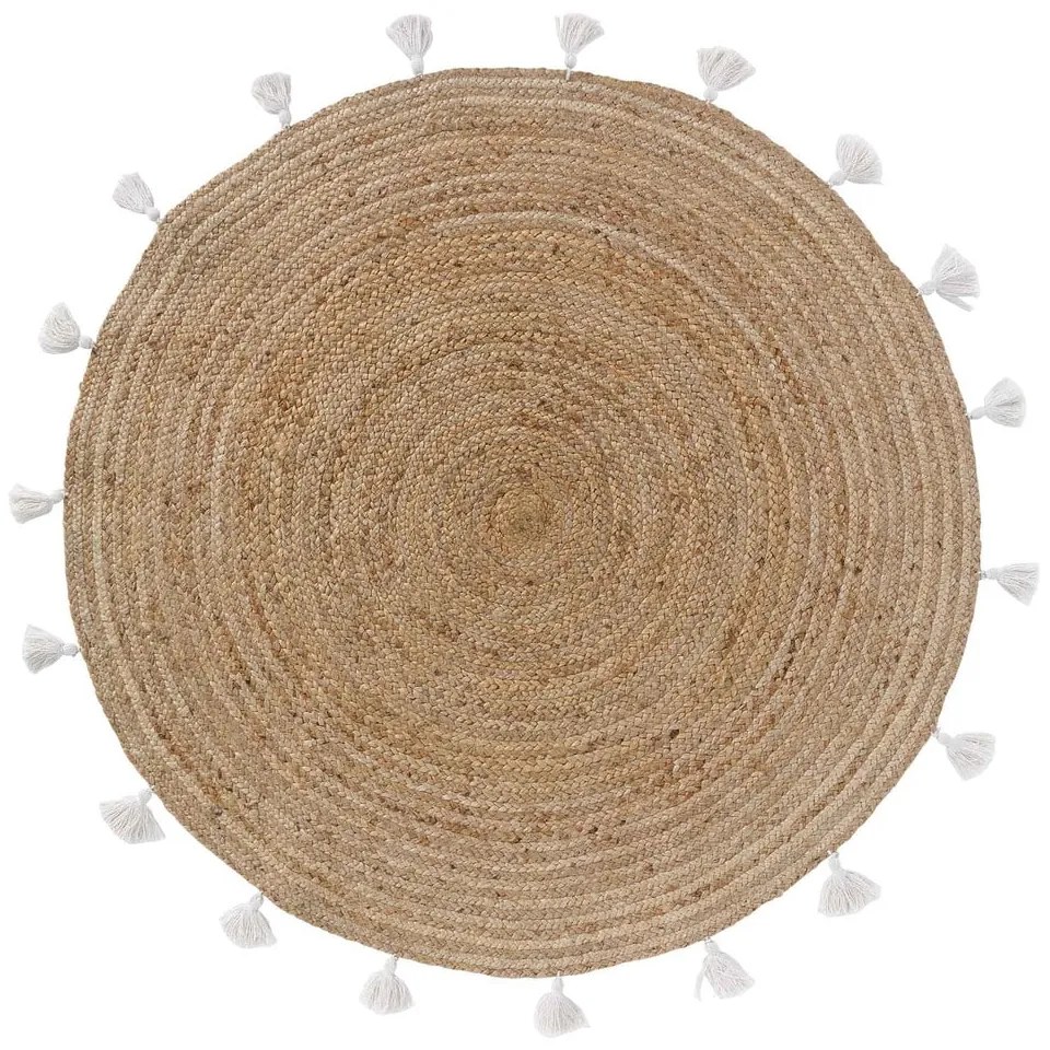 Fehér-natúr színű kerek szőnyeg ø 120 cm Shira – douceur d'intérieur