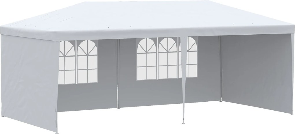 Outsunny 6x3 m-es Kerti Napernyő Pavilon 4 Levehető Oldalfallal és 2 Átlátszó Ablakkal - Antioxidáns, Vízálló Pavilon Kültéri Eseményekhez Acél Vázban
