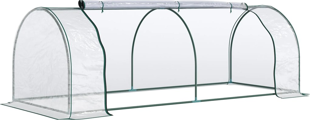 Outsunny Üvegház Ajtóval, Fólia Üvegház Acélból, Üvegház Erkélyre, Kertbe, Paradicsomház 250x100x80cm, Paradicsom Üvegház Paradicsomhoz, Zöldségekhez,
