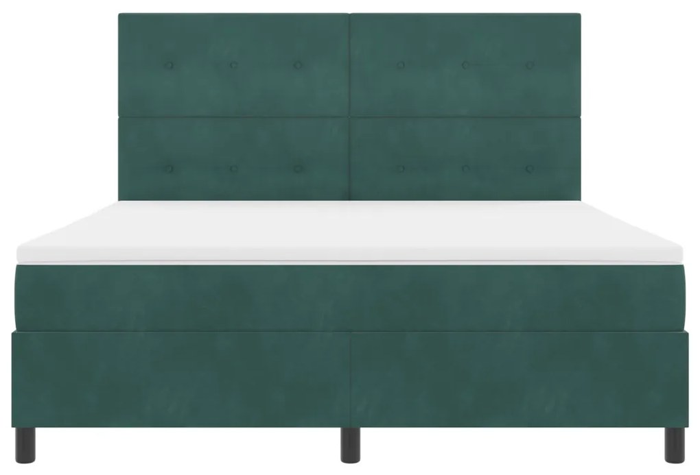 Box Spring Ágy Matraccal Sötét Zöld Szuper King Bársony