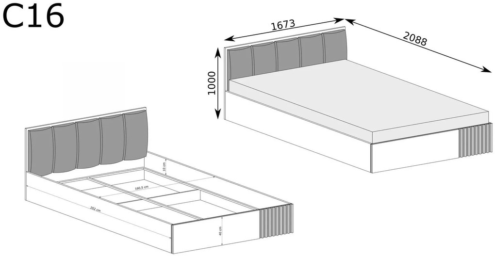 Franciaágy 160 cm Claudi 16 (ágyráccsal) (artisan tölgy). Akció -21%. 1055499
