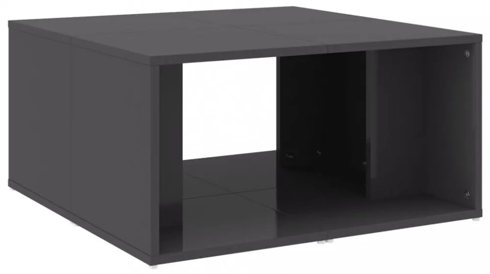 4 db magasfényű szürke szerelt fa dohányzóasztal 33x33x33 cm