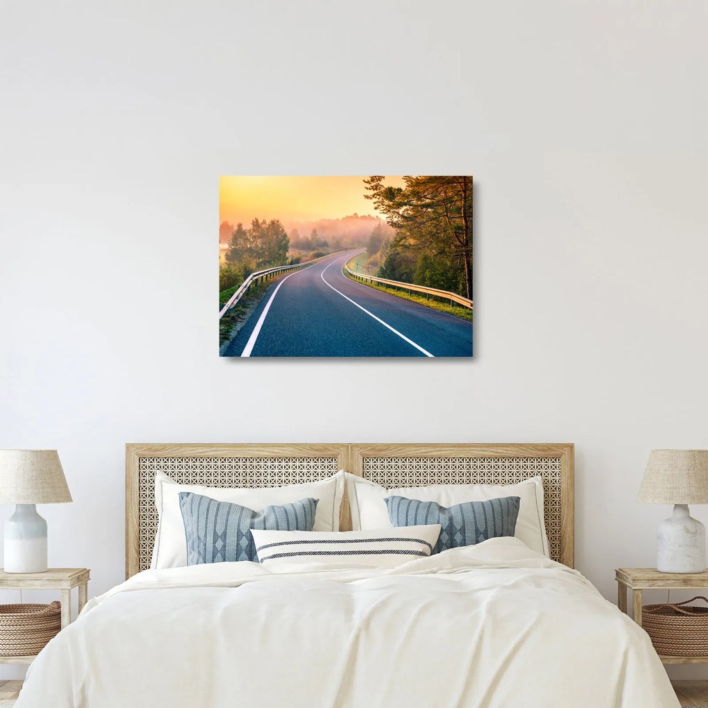 Üveg kép - Az utazás napfelkeltekor (70x50 cm)