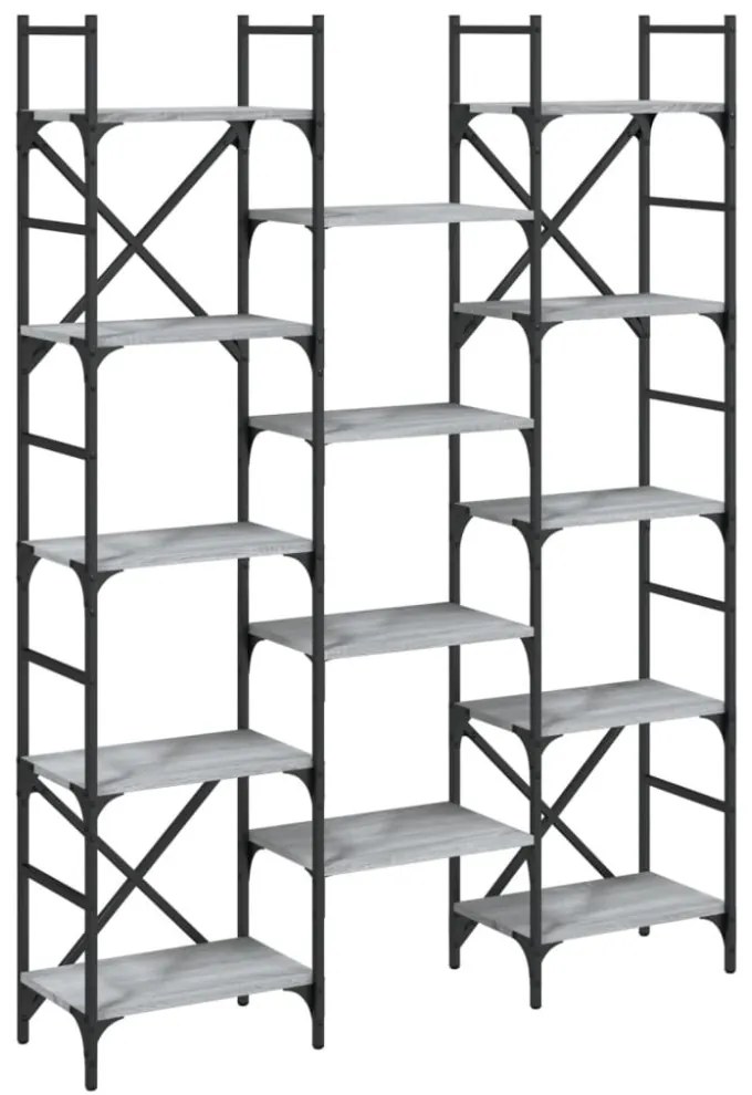 szürke sonoma színű szerelt fa könyvespolc 127,5x28,5x172,5 cm