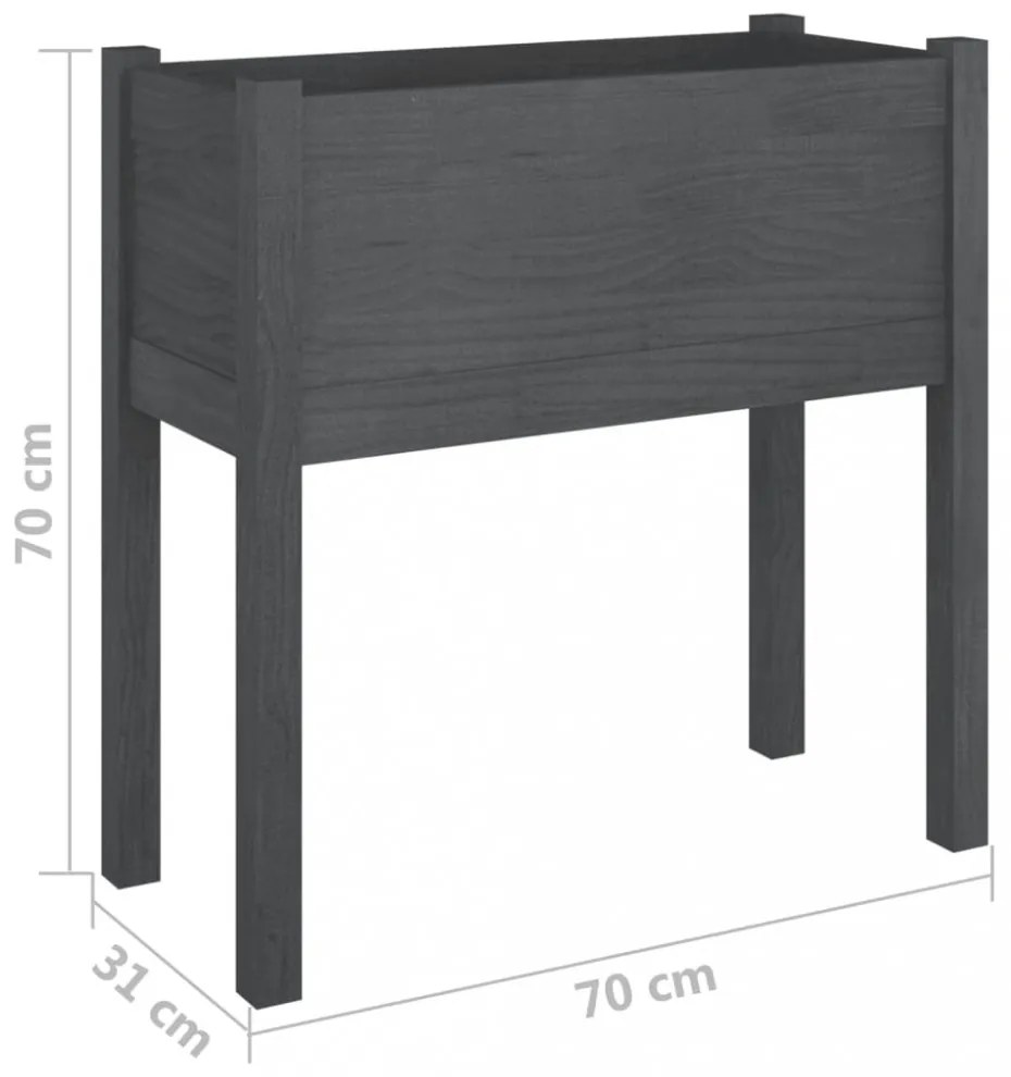 szürke tömör fenyőfa kerti virágtartó 70 x 31 x 70 cm