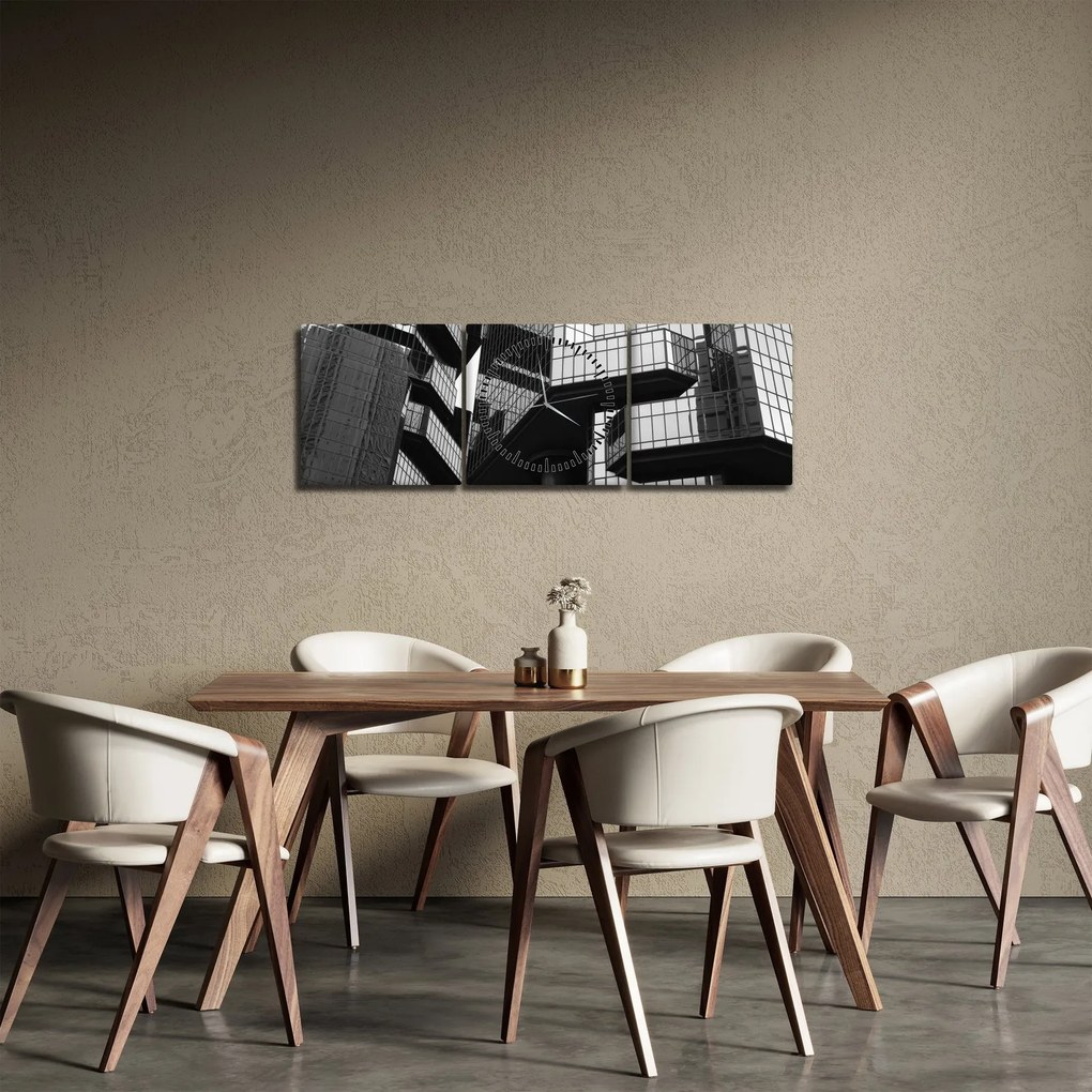 Üvegépületek képe (órával) (90x30 cm)