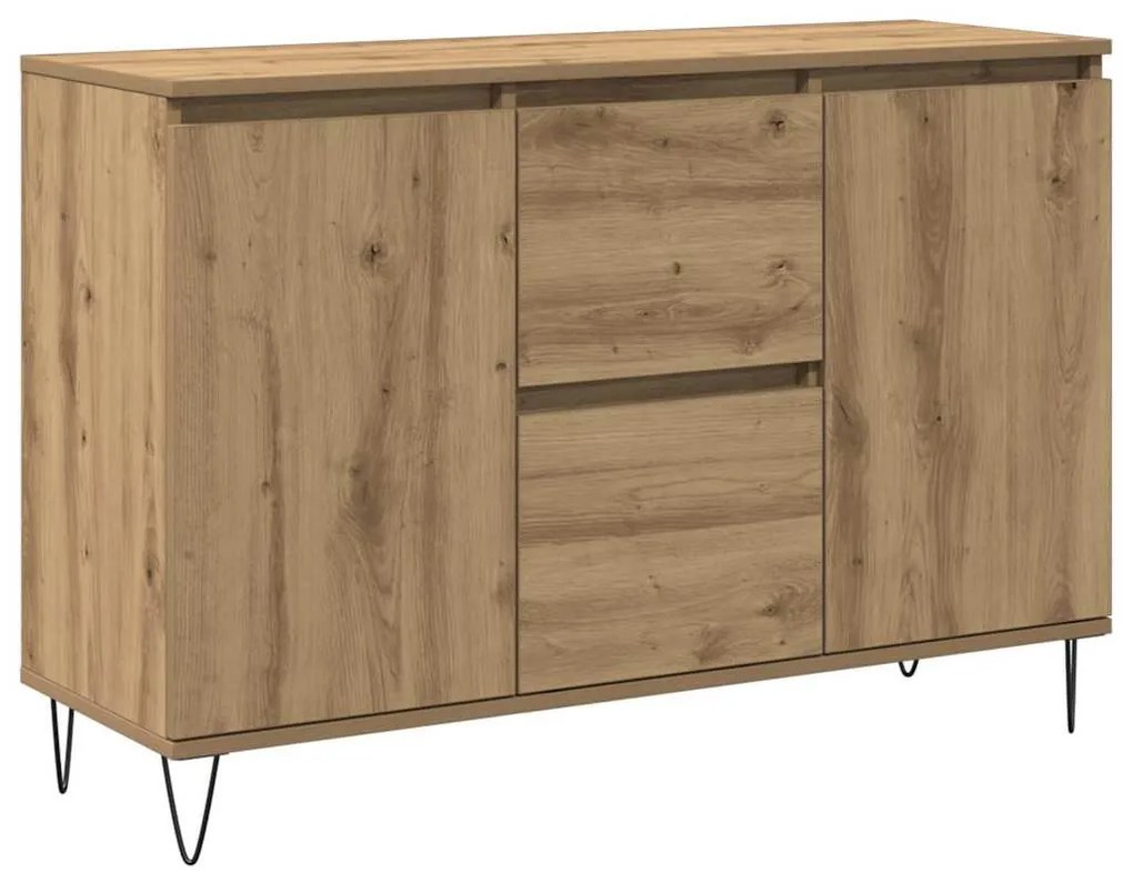 kézműves tölgy színű szerelt fa tálalószekrény 101,5 x 35 x 70 cm