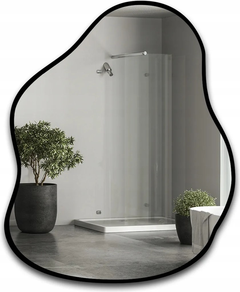 Stone tükör fekete keretben 90x116 organikus folt