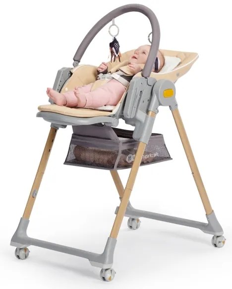 KINDERKRAFT - Gyermek etetőszék 2in1 LASTREE szürke