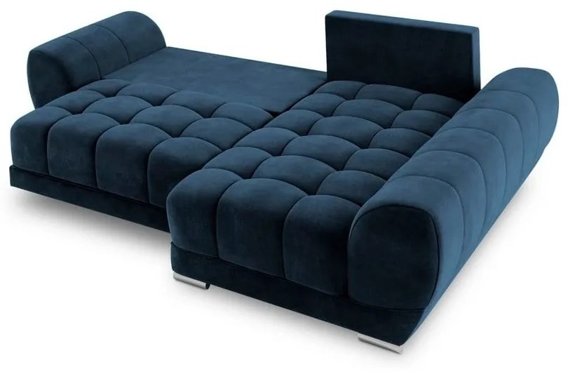 Nuage királykék kinyitható sarokkanapé bársony kárpittal, jobb oldali - Windsor &amp; Co Sofas