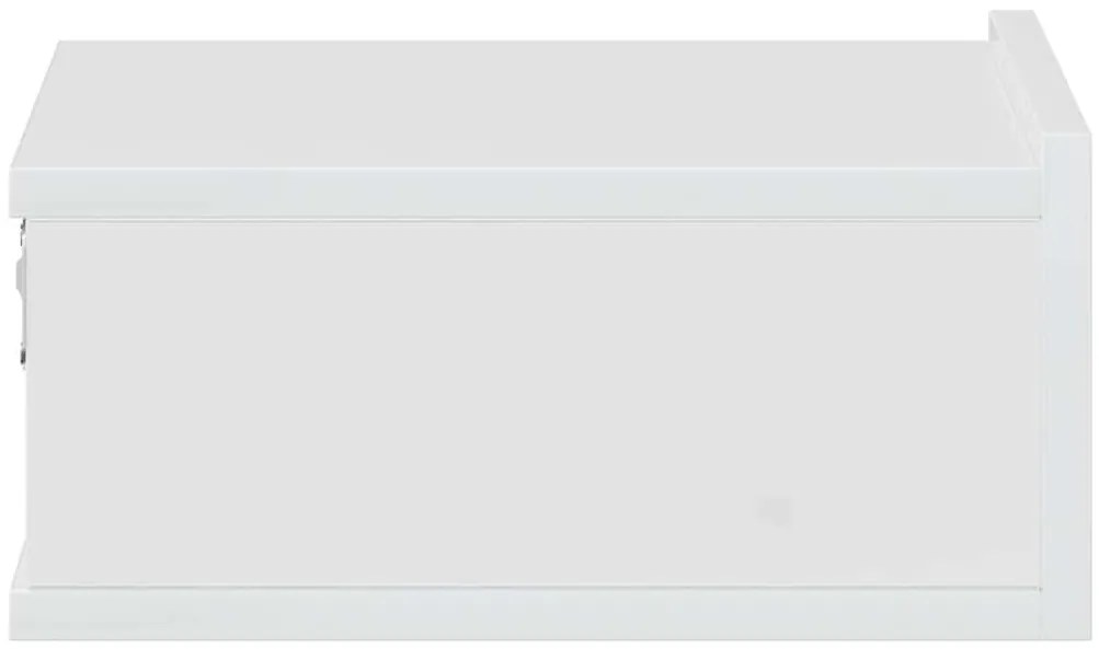 2 db magasfényű fehér szerelt fa függő éjjeliszekrény 40x30x15