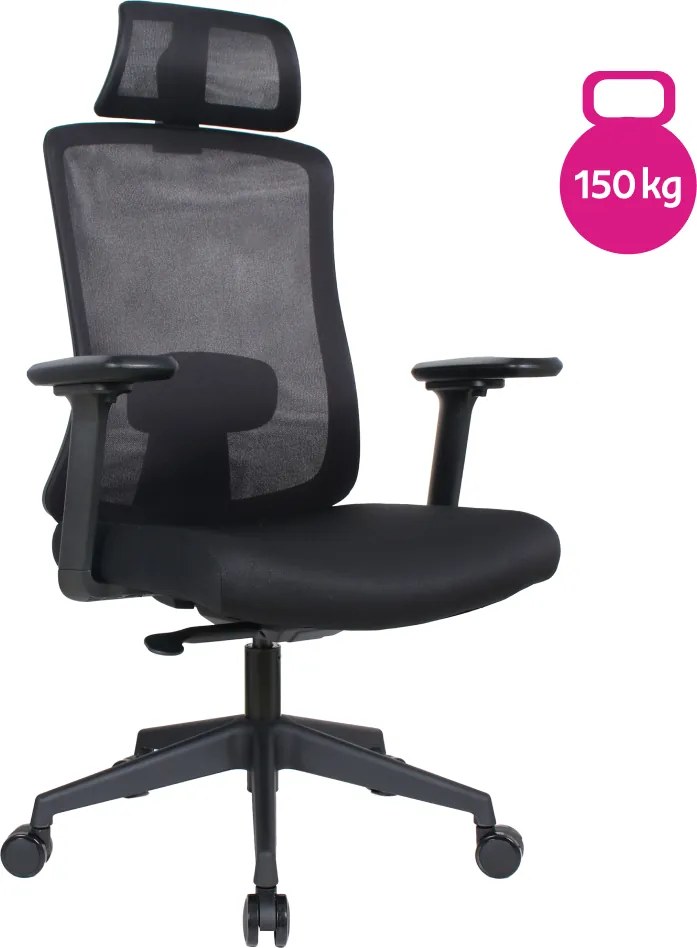 Irodai szék, fekete, teherbírás 150 kg, ROSANO