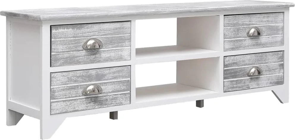 vidaXL fehér-szürke tömör császárfa TV-szekrény 108 x 30 x 40 cm