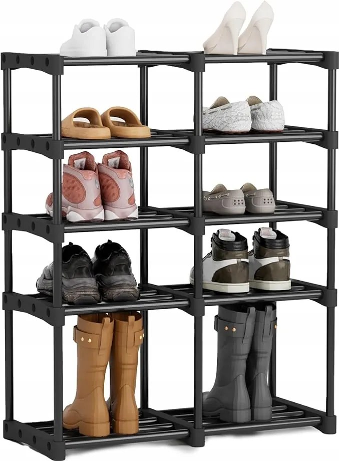 Veronly Cipőtartó állvány rendszerező szekrény 5 szint fekete fém