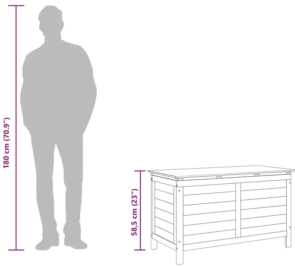 fehér tömör fenyőfa kerti tárolóláda 99 x 49,5 x 58,5 cm