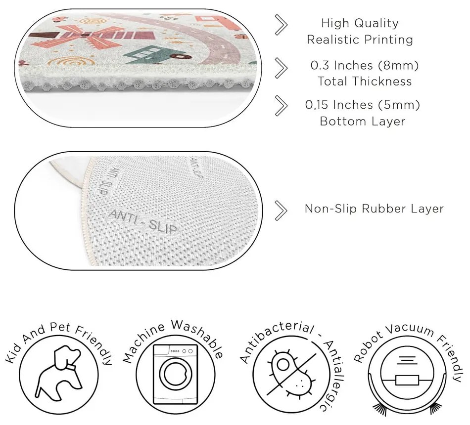 Mosható gyerek játszószőnyeg ø80 cm Furry World – Mila Home