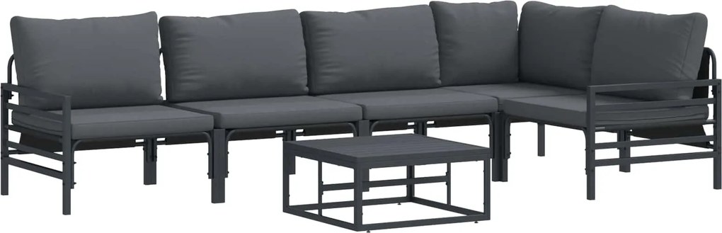 vidaXL Kerti Kanapé Szett párnával 6 pcs Fekete Acél