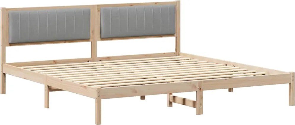 vidaXL Ágykeret fejtámlával Világosszürke 200 x 200 cm Tömör fenyőfa