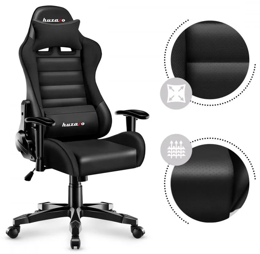 Ergonomikus fekete gamer szék tinédzsereknek