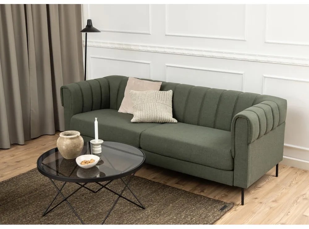 Fekete dohányzóasztal üveg asztallappal ø 80 cm Cuxton – Actona