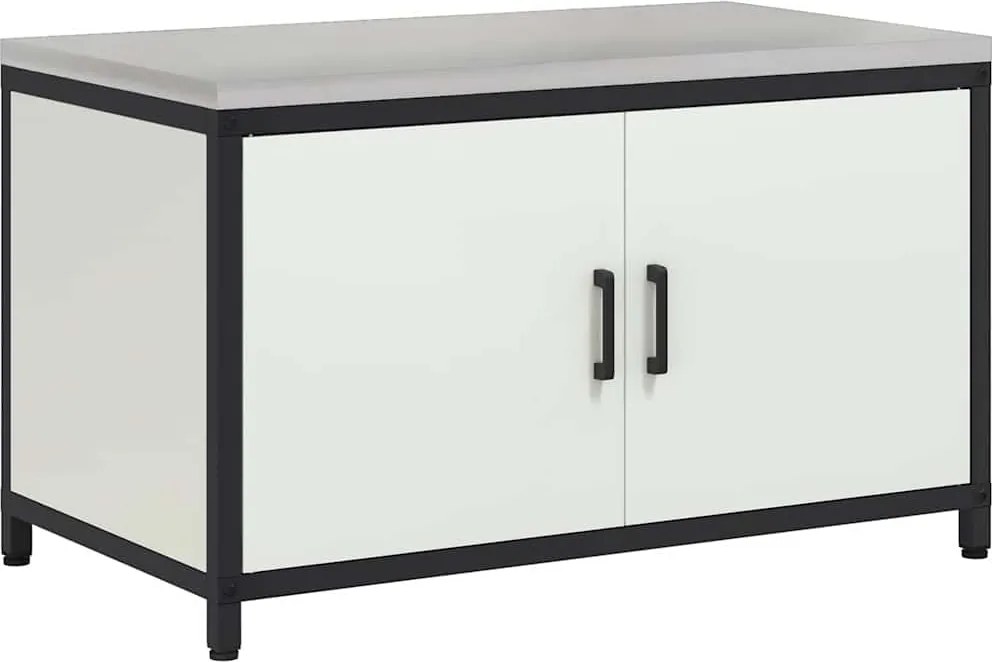 vidaXL Konyhai Tárolás polcokkal tárolóval Fehér 60 x 50 x 92 cm Acél