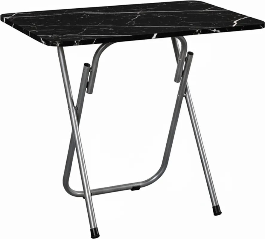 Étkezőasztal, fekete márvány, 90 cm – TR366SLV1130