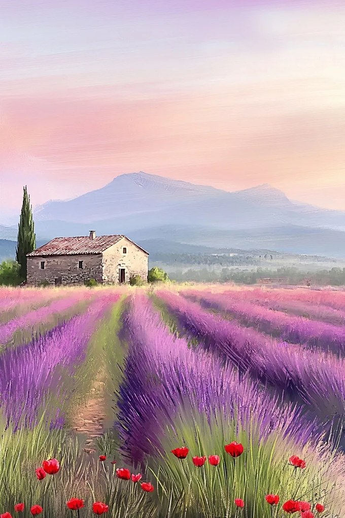Vászonkép Canvas Tájkép Franciaország Provence Mező Levendula Virágok 40x60