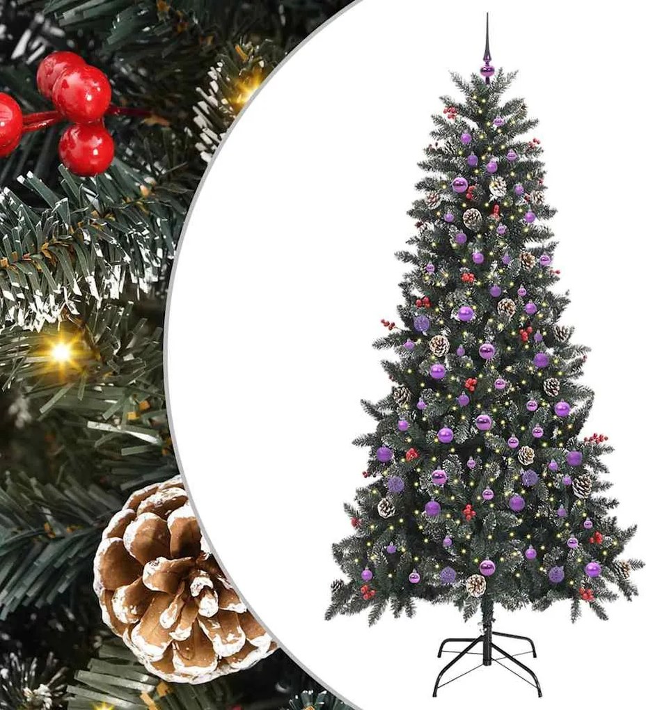vidaXL Mű karácsonyfa 300 LED-del Zöld 240 cm PVC és Műanyag és Acél