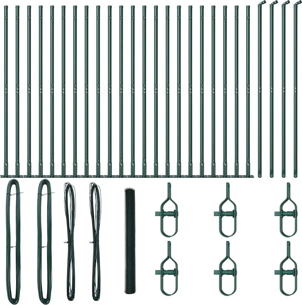 vidaXL Kerítésoszlop Zöld 50 x 1,4 m (13 mm háló) Acél és PVC