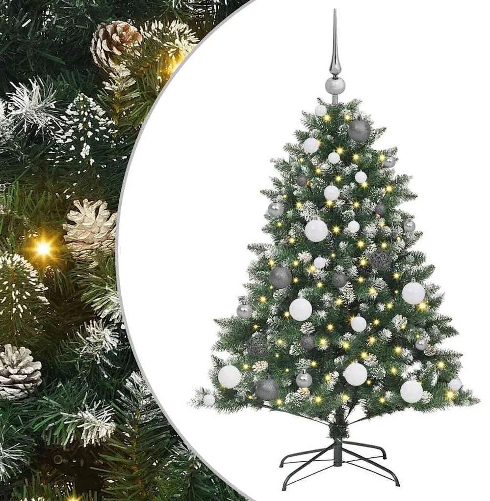 Műkarácsonyfa LED -es lámpákkal Zöld 120cm PVC