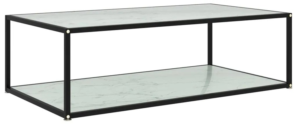 Fehér edzett üveg dohányzóasztal 120 x 60 x 35 cm
