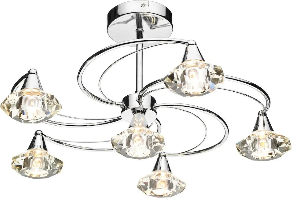 DAR LIGHTING LUT0650 LUTHER Kristály Mennyezeti Lámpa Csiszolt Króm G9 IP20
