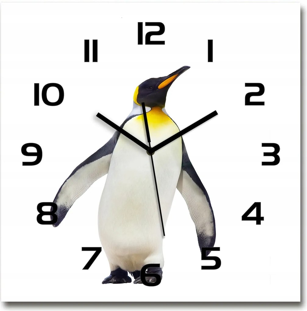 Üveg nagy falióra gyönyörű pingvin grafikával 60x60