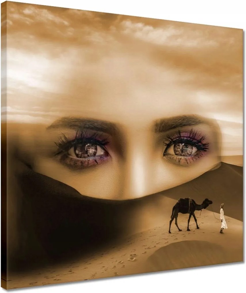 Vászonkép 40x40 Sivatag Szemek Csaj Szépia