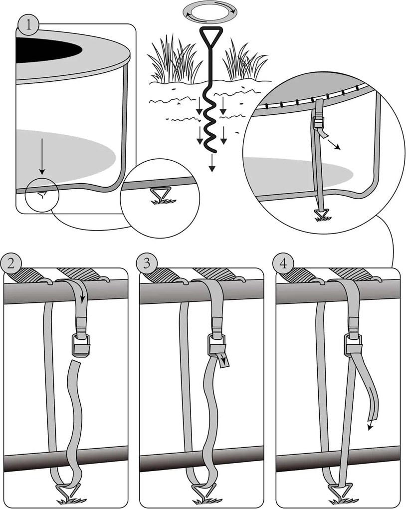 Földhorgony készlet, 4 db, 42,5x8,5cm, ezüst Monzana