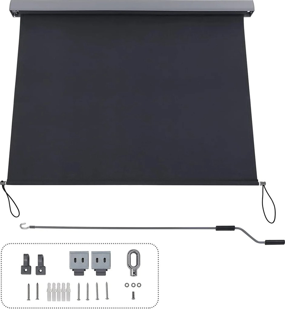 Függőleges napellenző, vízálló árnyékoló, szürke, 2,5 x 1,6 m (Ma x SZ)