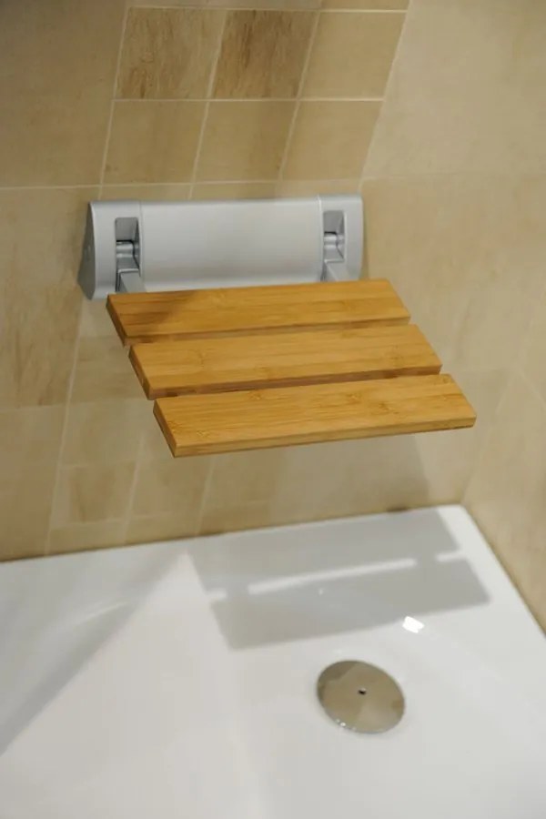 Aqualine, Zuhany ülőke 32x23cm, összecsukható, bambusz, AE236