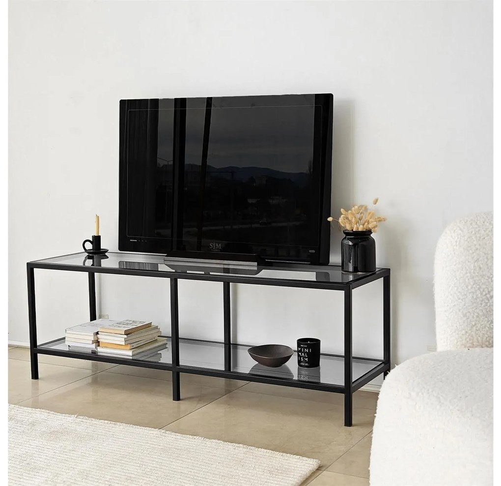 TV asztal Sibade 2 (sötétszürke + fekete). 1095506