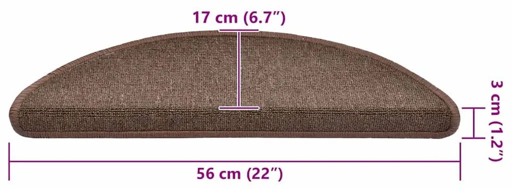 30 db kávébarna lépcsőszőnyeg 56x17x3 cm